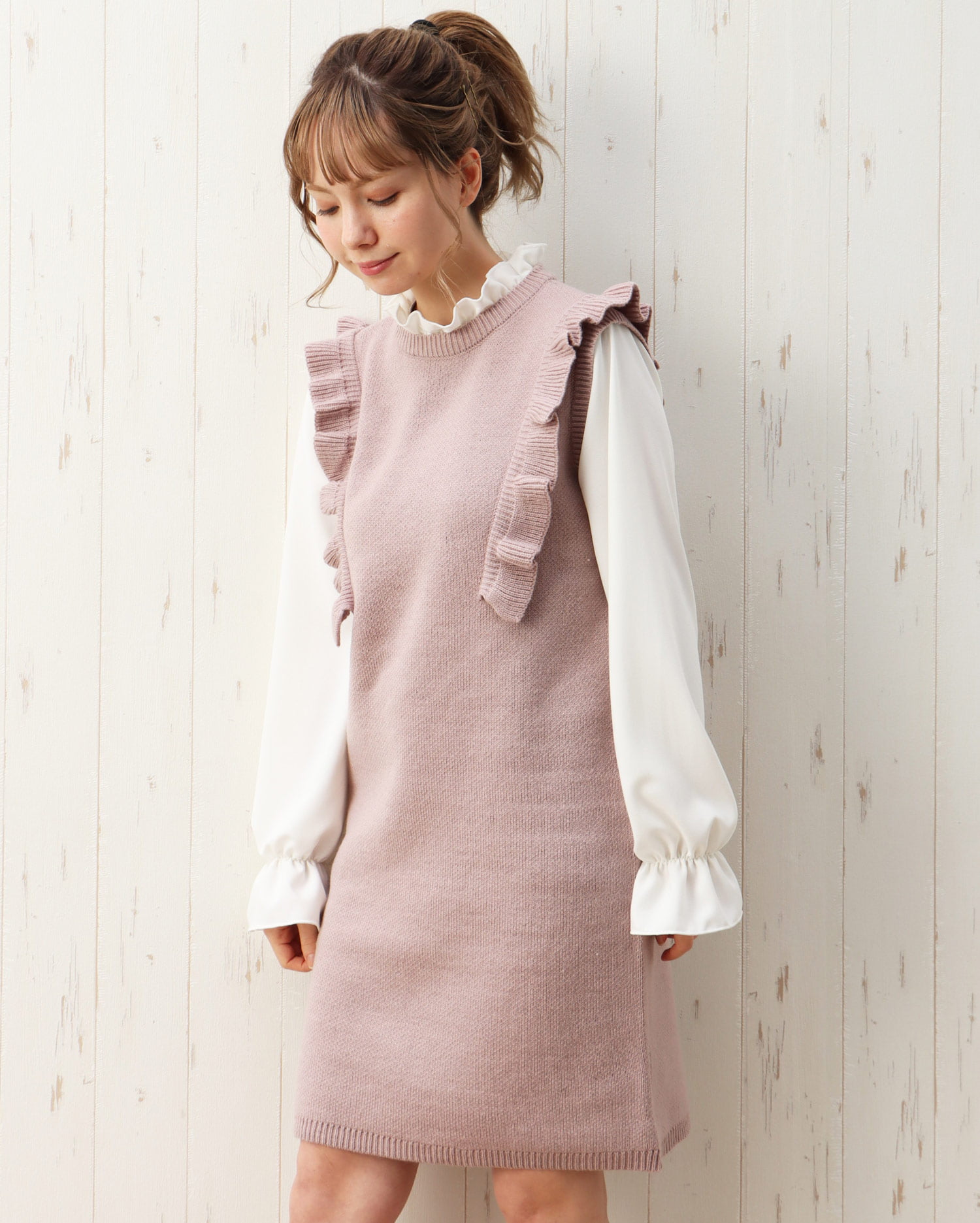 袖異素材フリル付ニット ワンピース outlet Ingni イング 公式通販 Ingni Store 袖異素材フリル付ニット ワンピース outlet Ingni イング 公式通販 Ingni Store