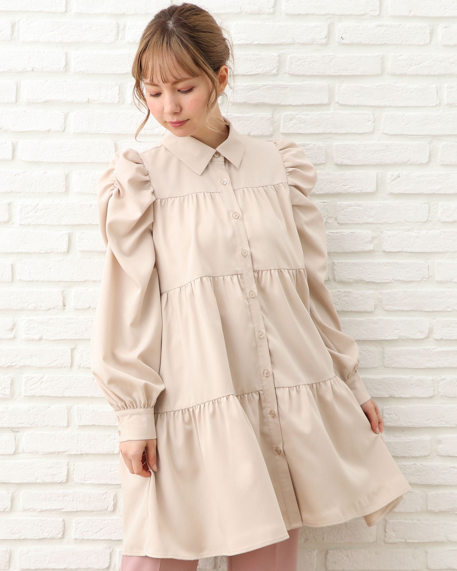 パワショルティアードシャツ ワンピース Ingni イング 公式通販 Ingni Store パワショルティアードシャツ ワンピース Ingni イング 公式通販 Ingni Store
