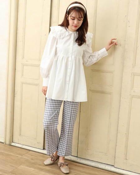 INGNI（イング） ビックカラーレースチュニックブラウス ｵﾌﾎﾜｲﾄ