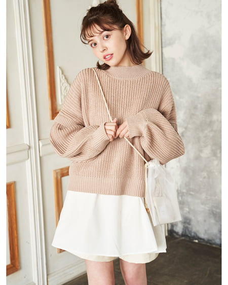 INGNI（イング） ジェラートカラーニットSET＋フェイクレザーキュロットパンツ／SET ﾍﾞｰｼﾞｭ