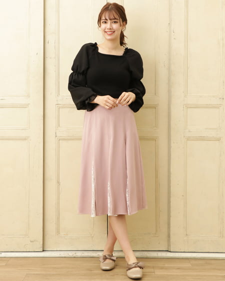 INGNI（イング） 袖コンシャス異素材ニット ｸﾛ