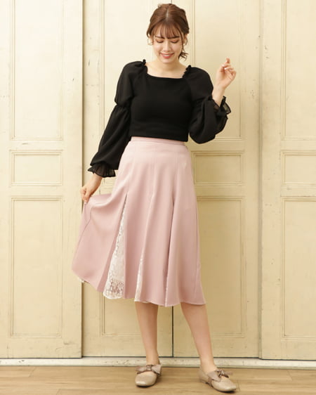 INGNI（イング） 袖コンシャス異素材ニット ｸﾛ