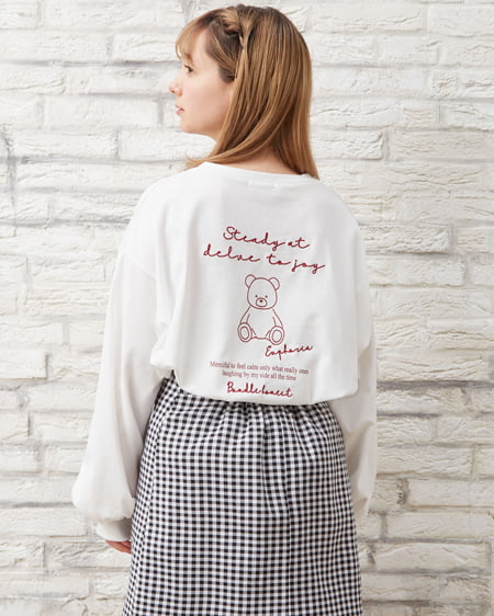 INGNI(イング) BackくまロゴロングTシャツ ｵﾌﾎﾜｲﾄ