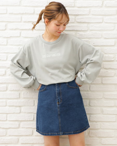 INGNI（イング） 刺繍ロゴTシャツ＋台形スカート／SET ﾐﾝﾄｸﾞﾘｰﾝ