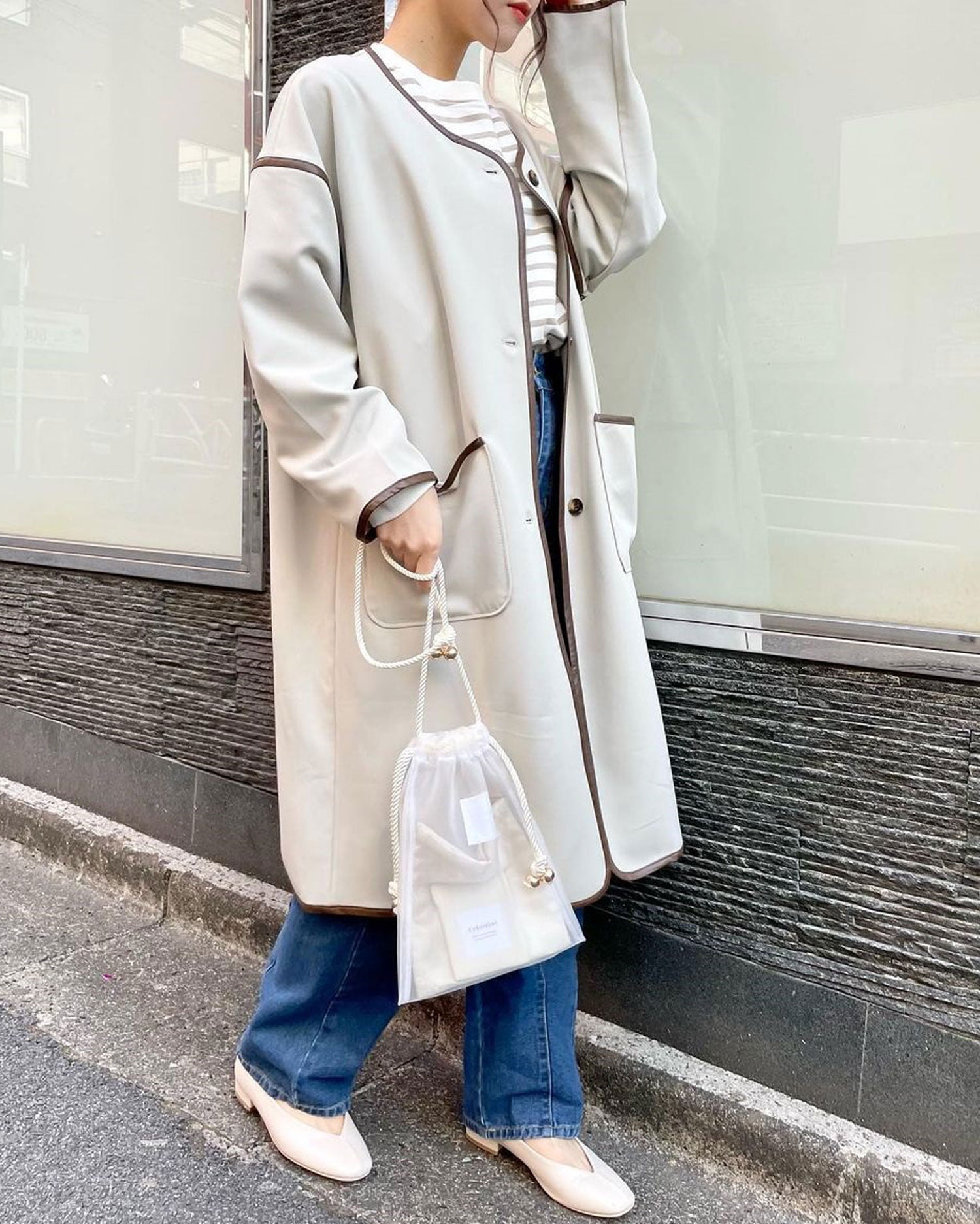 Web限定 お買い得アウター ノーカラーパイピングコート Ingni イング 公式通販 Ingni Store