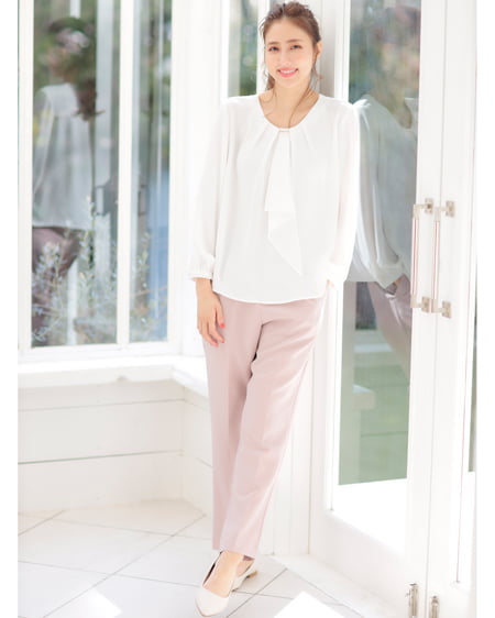 INGNI(イング) ピン付トロミブラウス＋テーパードパンツ／SET ｵﾌﾎﾜｲﾄ