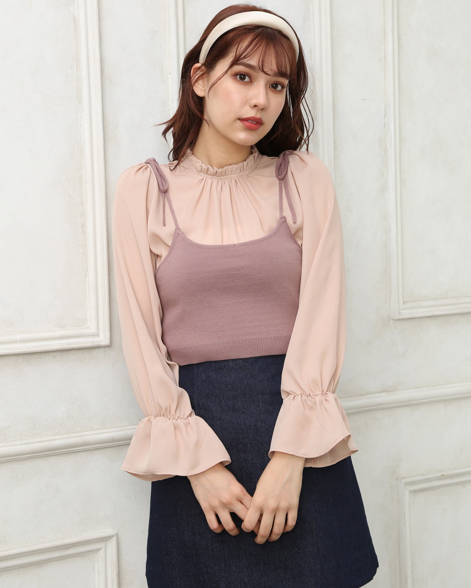 セットアップ フリルハイネックブラウス ニットキャミビスチェset Allamanda アラマンダ 公式通販 Ingni Store