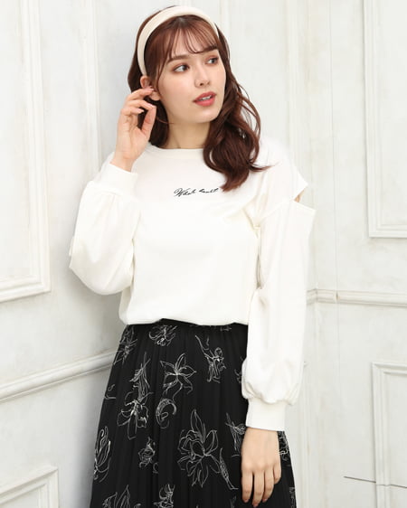 INGNI（イング） Backフォト肩スリットロングTシャツ ｵﾌﾎﾜｲﾄ