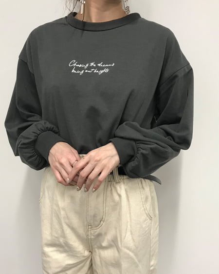 INGNI（イング） BackフォトプリントロングTシャツ ﾁｬｺｰﾙｸﾞﾚｰ