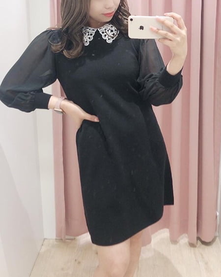 おすすめitem 襟レース袖異素材ニットワンピース Allamanda アラマンダ 公式通販 Ingni Store