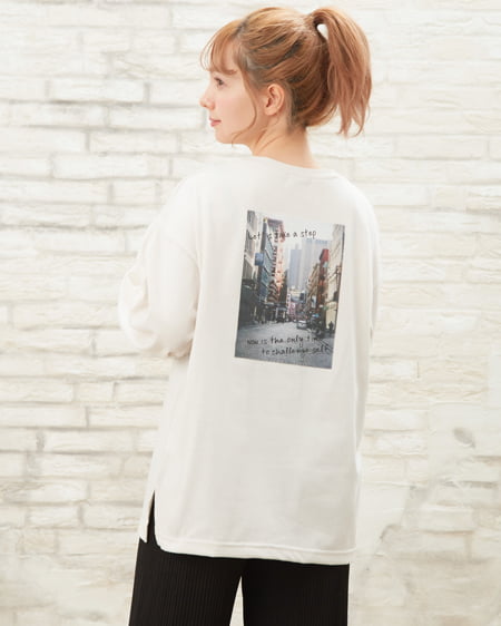 INGNI(イング) BackフォトプリントロングTシャツ サンドベージュ