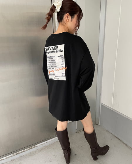 INGNI（イング） Back貼付ロゴロングTシャツ ｸﾛ