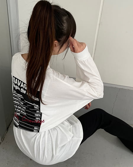 INGNI(イング) Back貼付ロゴロングTシャツ ｵﾌﾎﾜｲﾄ