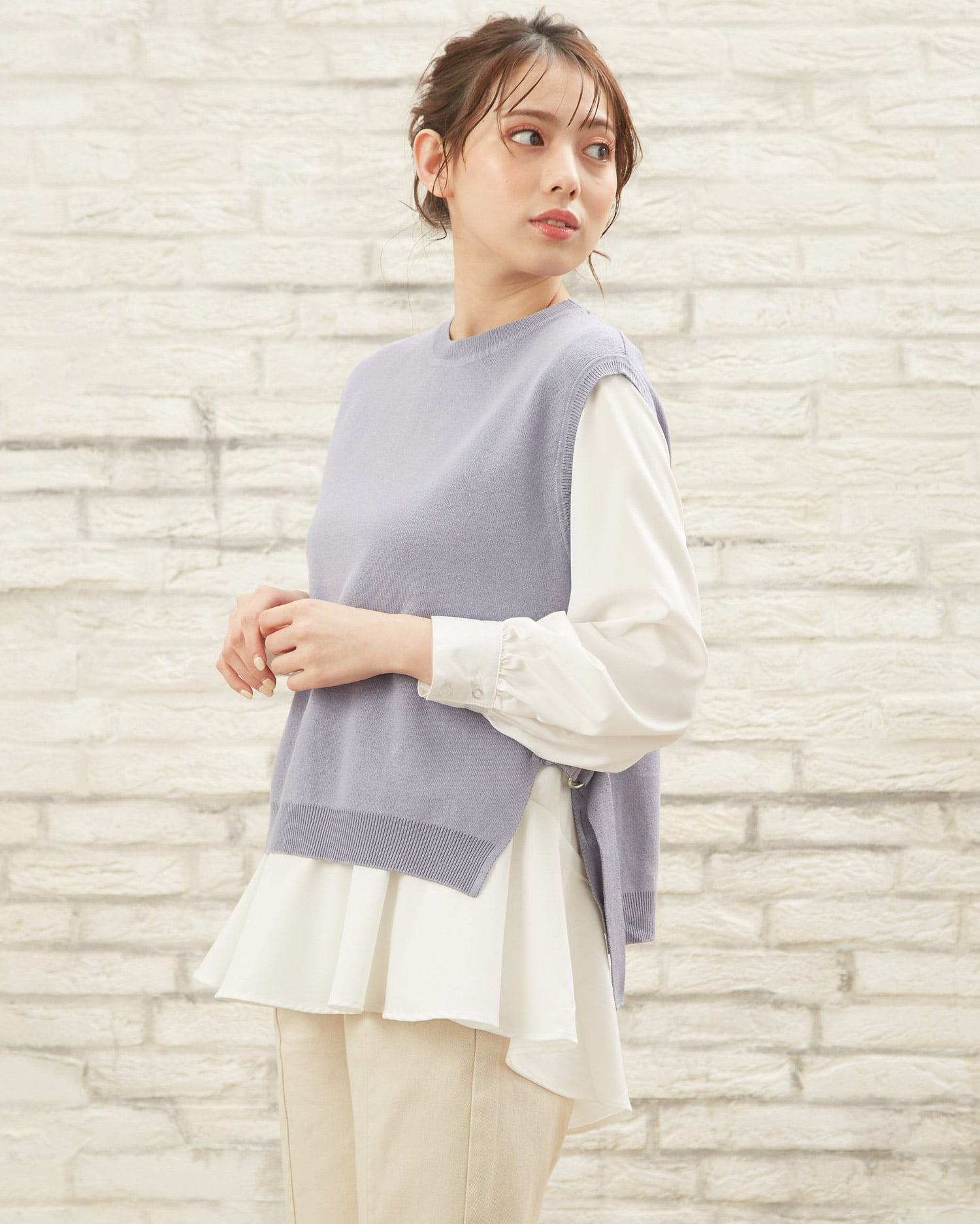 INGNI(イング) 【セットアップ】レイヤードニットベストSET - M - ｽﾓｰｸﾌﾞﾙｰ