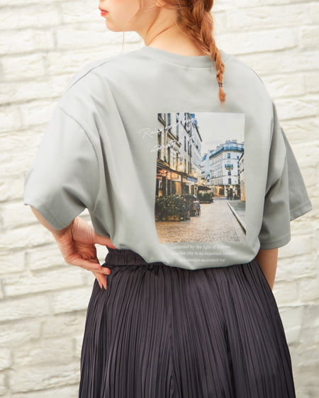 INGNI(イング) BackフォトTシャツ ﾐﾝﾄｸﾞﾘｰﾝ