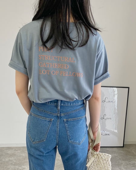 MLIA(エムリア) Back4段刺繍ロゴTシャツ ブルー