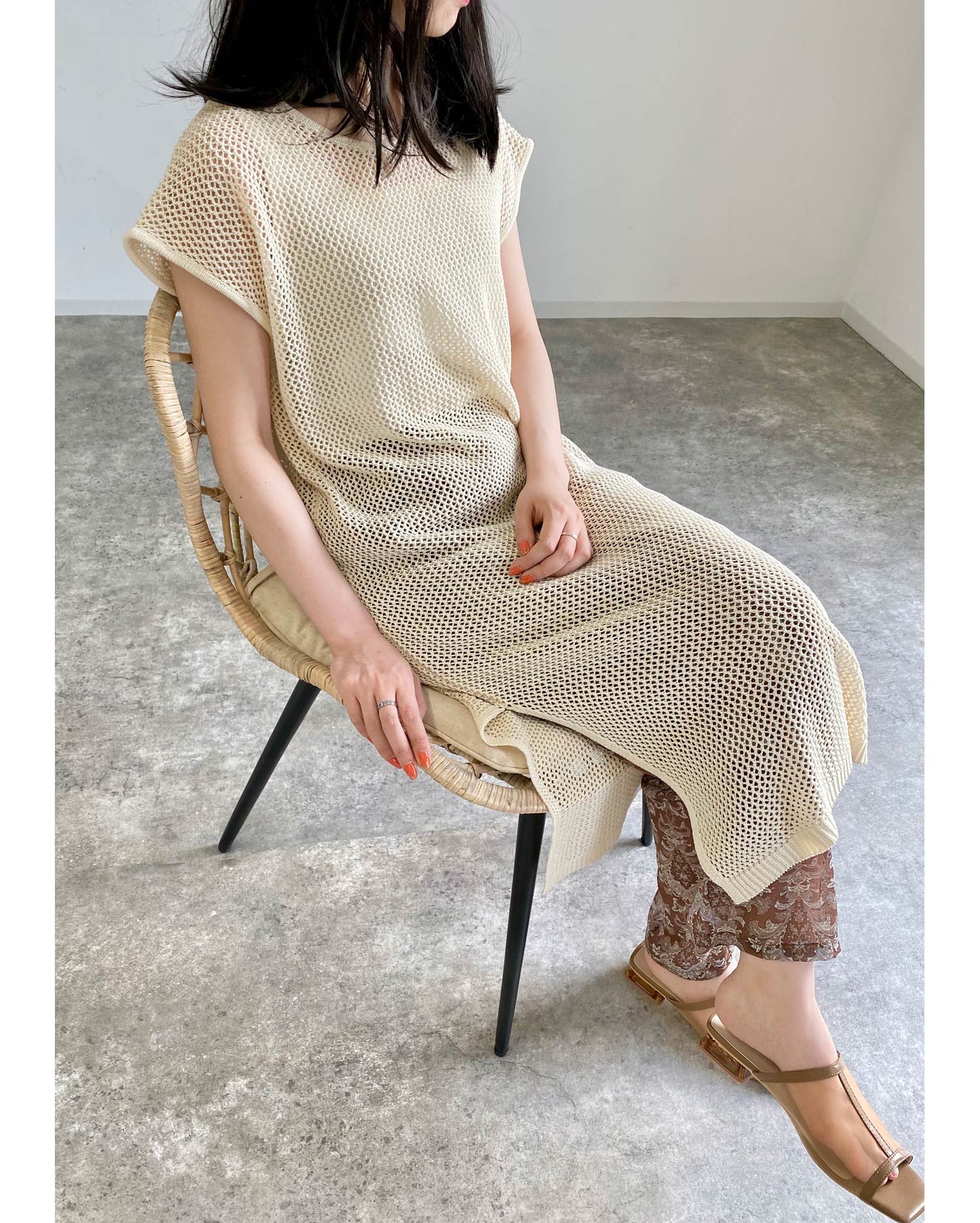 Kapital 麻 ニット メッシュ インディゴ ブルー ワンピース ドレス