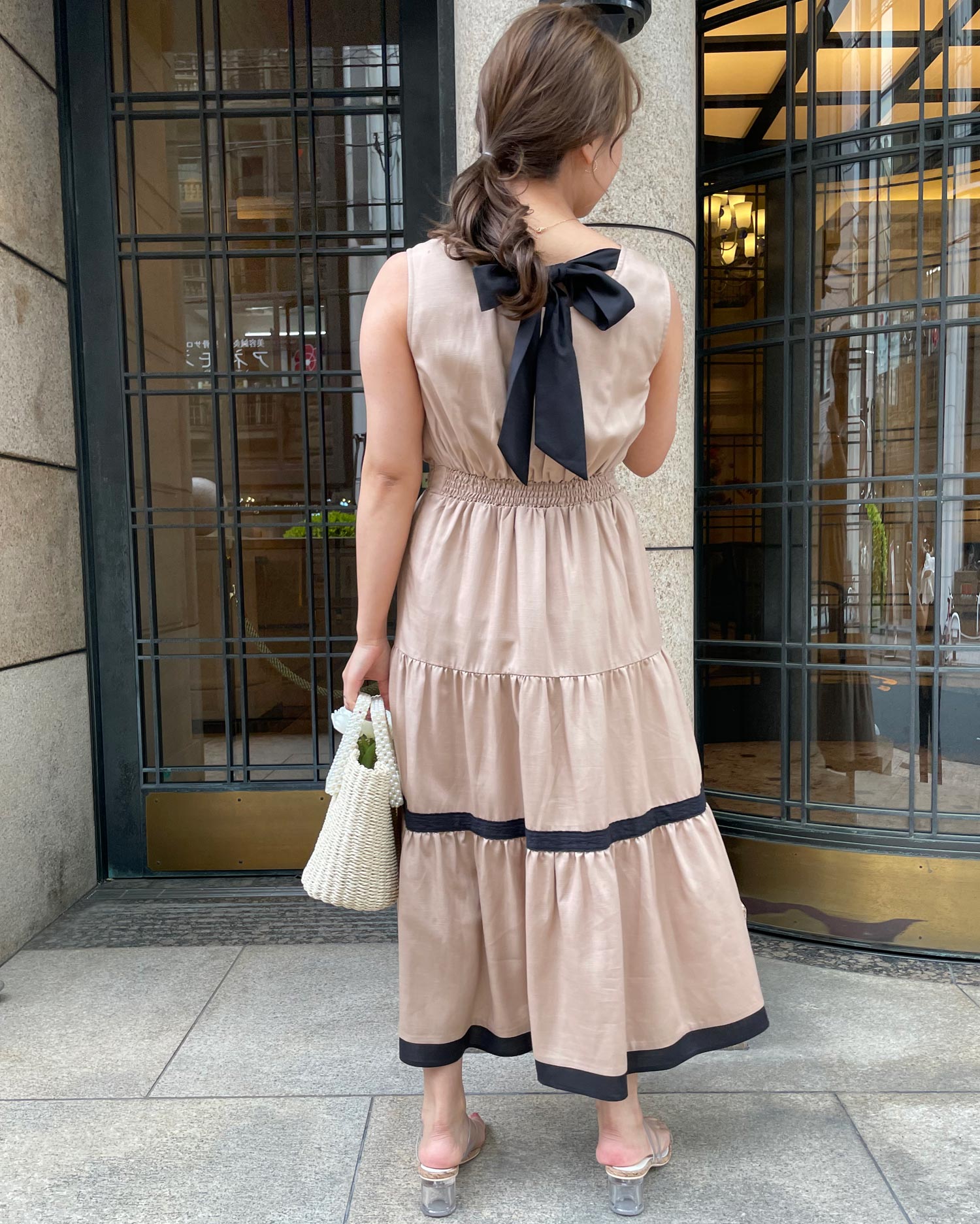 配色リボンティアード麻調 ワンピース Allamanda アラマンダ 公式通販 Ingni Store