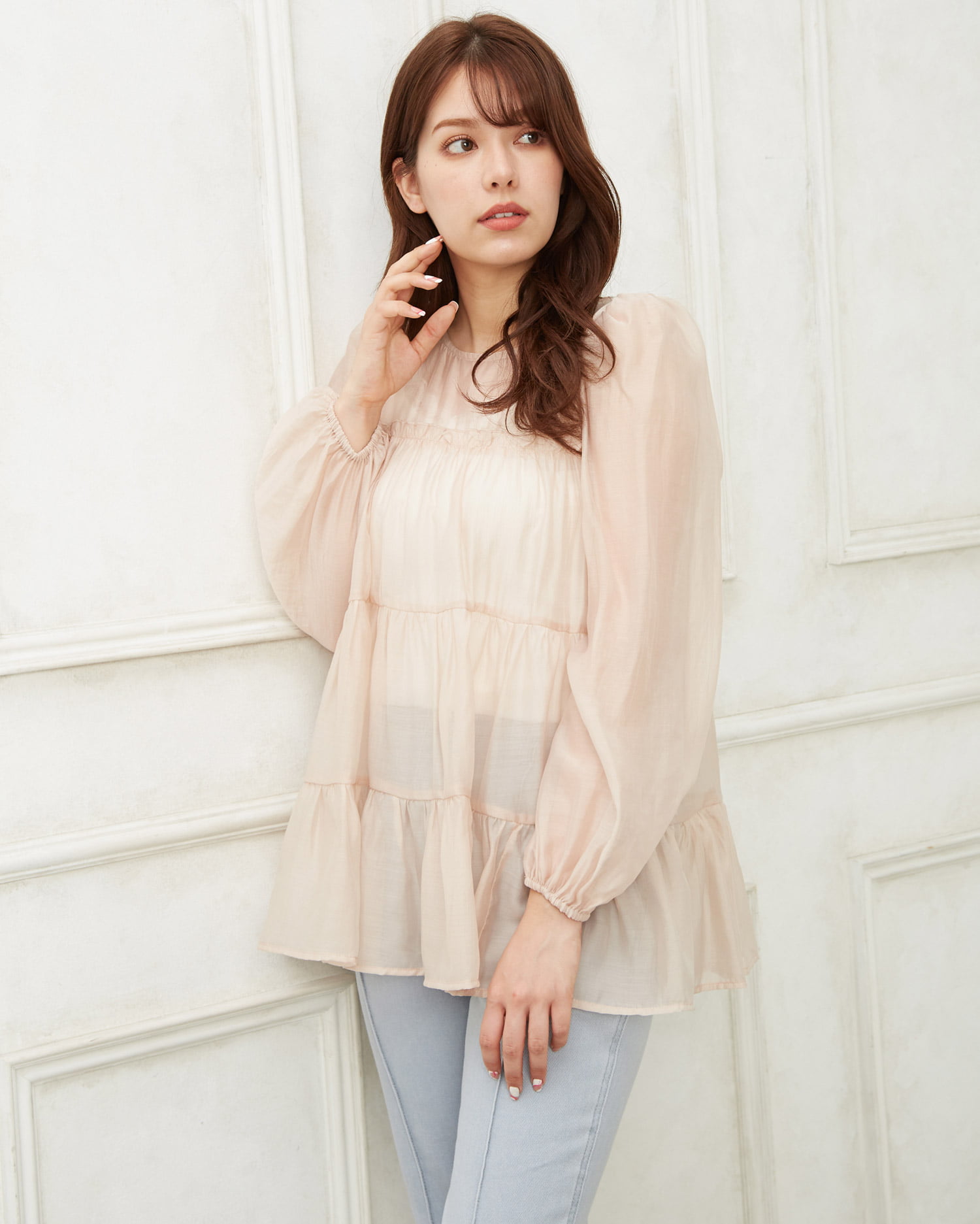 allamanda(アラマンダ) シアーティアードチュニック/ブラウス - 38 - ウスベージュ