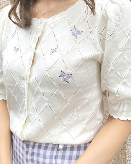 INGNI（イング） 花刺繍透かし柄／カーディガン ｱｲﾎﾞﾘｰ