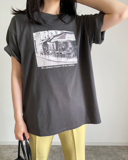 INGNI(イング) モノトーン転写Tシャツ ｽﾐｸﾛ