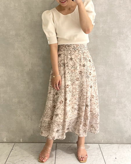 花柄シフォンミモレスカート Allamanda アラマンダ 公式通販 Ingni Store