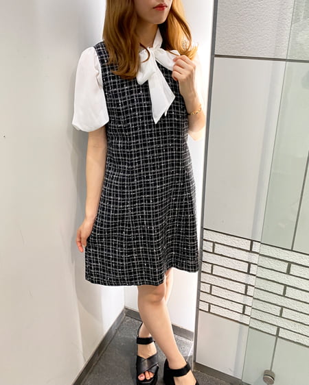 ◆JJ JIGOTT◆ワイドカラーツイードワンピース◆ JJ JIGOTT(ジゴット) バイカラー ツイード ワンピース 新品