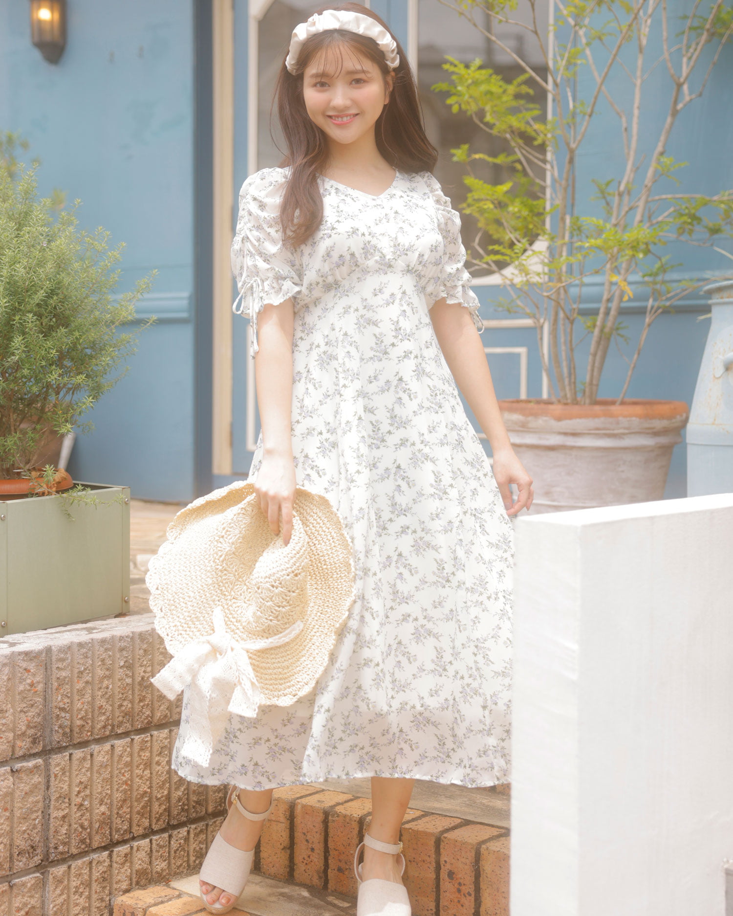 着用動画あり 花柄vネックパワショル ワンピース Ingni イング 公式通販 Ingni Store