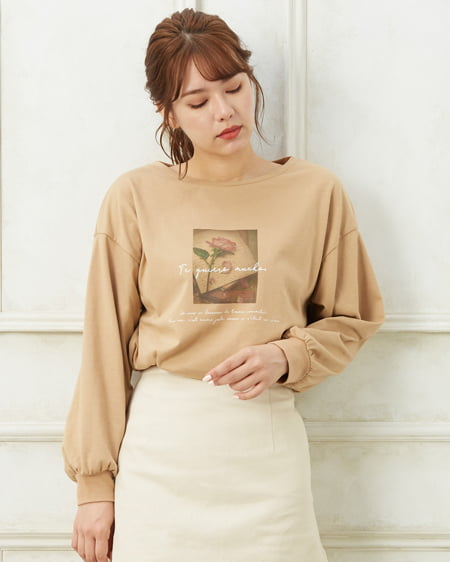 allamanda(アラマンダ) アソートフォトロングＴシャツ ベージュ