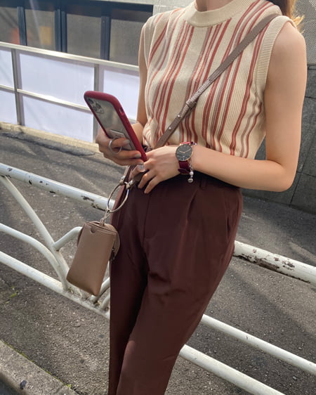 INGNI(イング) ストライプノースリニット ｱｲﾎﾞﾘｰ/ｵﾚﾝｼﾞ