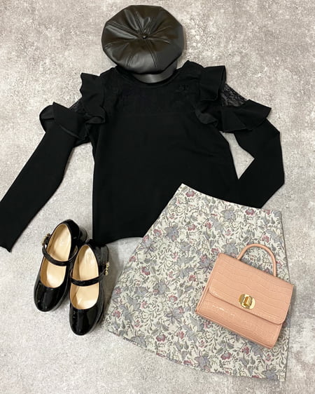 INGNI（イング） 花柄ゴブラン台形／スカート ｻｯｸｽ