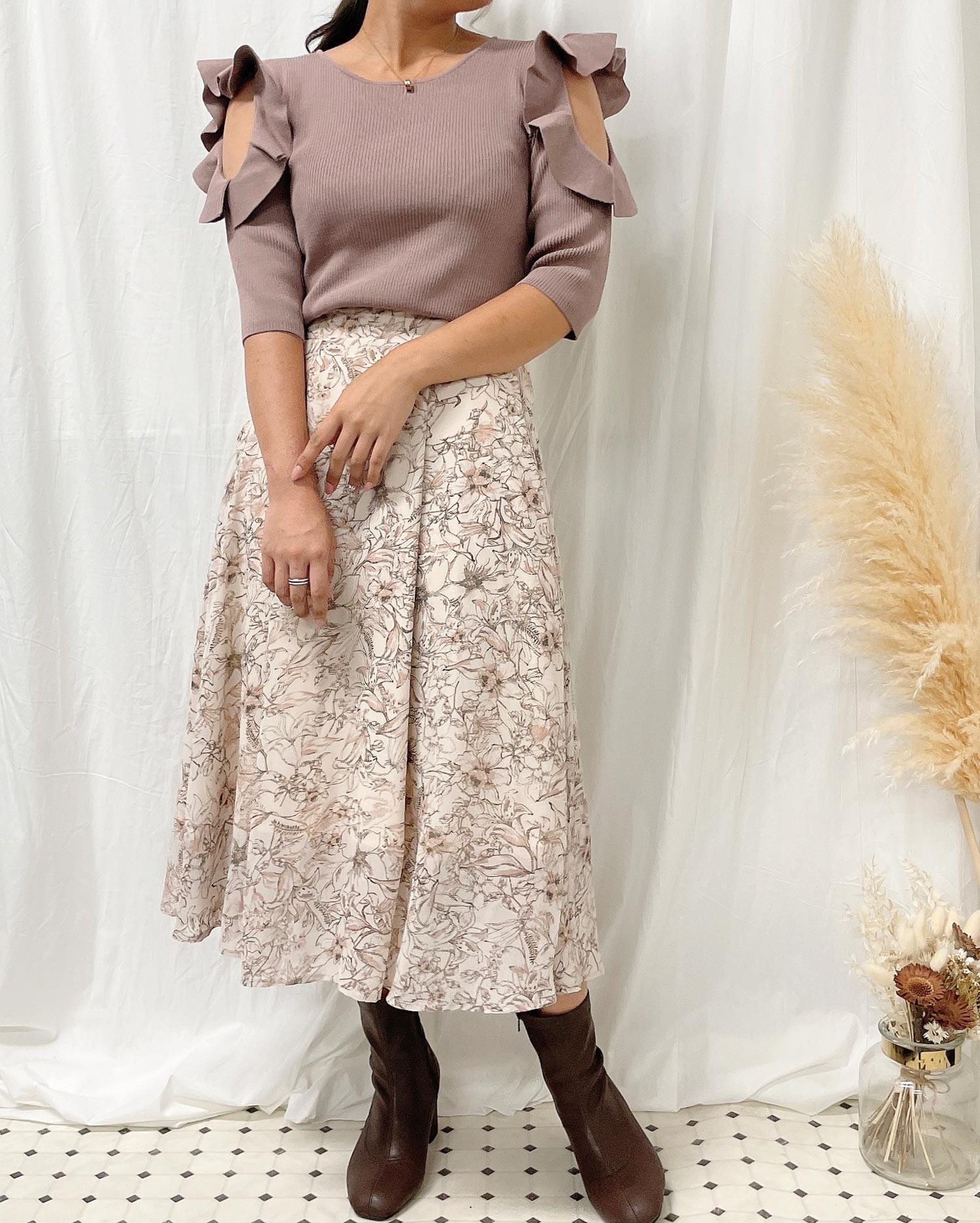 秋の新作 花柄シフォンミモレ スカート Allamanda アラマンダ 公式通販 Ingni Store