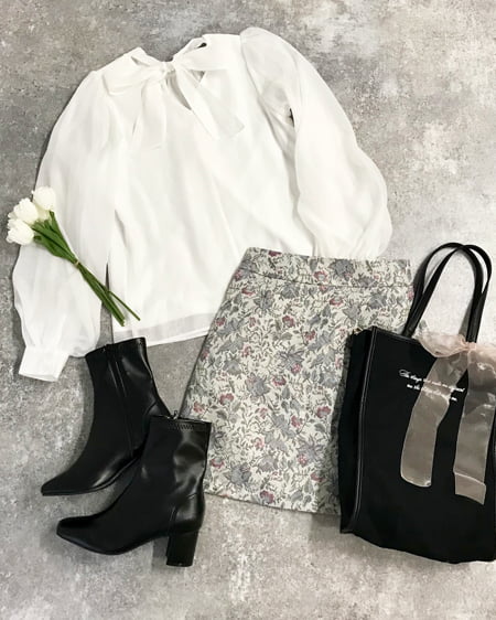 INGNI（イング） 花柄ゴブラン台形／スカート ｻｯｸｽ