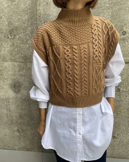 MLIA(エムリア) 【WEB限定】パッチワークケーブルニット(OUTLET