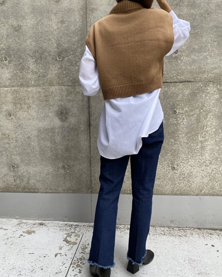 INGNI(イング) パッチワークケーブルニット モカ