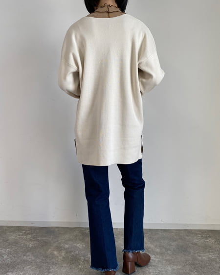 INGNI(イング) 深Vネックハイゲージニット アイボリー