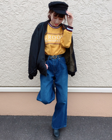 INGNI(イング)のコーディネート 酒々井アウトレット 156cm<br>ワイドPTは何にでも合うので一枚持っておくだけでコーディネートの幅が広がりこちらはベルト付なのでお得感を感じられます☆カラー物のTOPSと合わせることで一気に春コーデを演出出来るのでおすすめです！