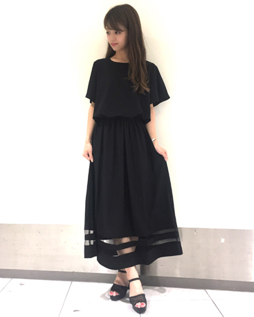 INGNI(イング)のコーディネート 天王寺MIO 158cm<br>袖フレアのデザインが可愛く、裾シアーなので抜け感があるワンピースです！