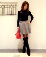 EST 160cm<br><br>大人っぽくクロベースのコーディネートに小物で差し色をプラスして頂くとよりおしゃれです♪<br><a href="http://ameblo.jp/ingniest/">★EST</a>