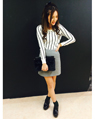横浜VIVRE 160cm<br><br>ストライプトップスはタイトスカートと合わせてシンプル大人コーデ♡<br><a href="http://ameblo.jp/ingniyokohamavivre/">★横浜VIVRE</a>