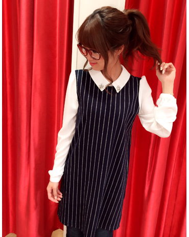 INGNI(イング)のコーディネート 天王寺MIO 158cm<br>トレンドの衿付アイテムで体のラインが綺麗に見えるワンピースです♡<br><a href="http://ameblo.jp/ingni-mio/">★天王寺MIO</a>