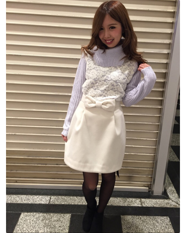 INGNI(イング)のコーディネート 渋谷109 157cm<br>ついついダークカラーを選びがちな冬こそパステルカラーのニットで可愛くおしゃれに♡♡<br><a href="http://ameblo.jp/ingni109/">★渋谷109</a>