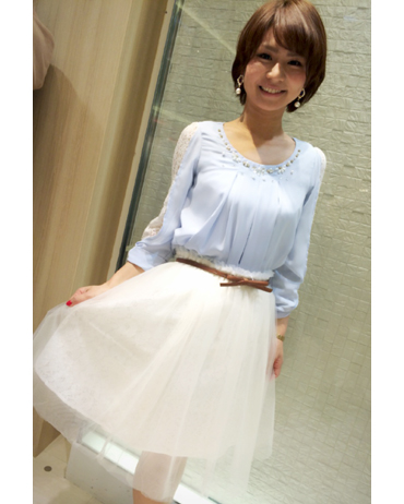 INGNI(イング)のコーディネート mozoワンダーシティ 155cm<br>春のガーリーコーデ！TOPSは袖のレースとリボンがポイントです！今年1枚あると大活躍なアイテムです。<br><a href="http://ameblo.jp/ingni-mozo166/">★mozoワンダーシティ</a>