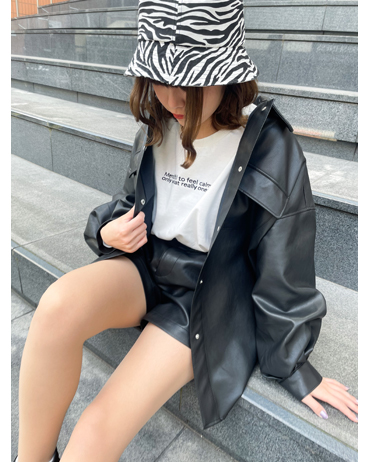 INGNI(イング)のコーディネート ららぽーと船橋 158cm<br>今回はフェイクレザーのアイテムを合わせてセットアップで着てみました。シャツJKはコーディネートに取り入れるだけでこなれ感を出してくれます。キュロットはハイウエストで太もも周りがゆったりした作りになっているので、脚を細く長く見せてくれます。