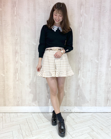 INGNI(イング)のコーディネート 渋谷109 154cm<br>大人気の衿付トップスにはギンガムチェックを合わせて春コーデに！