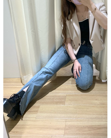 INGNI(イング)のコーディネート 東京ドームラクーア 156cm<br>可愛らしいセットアップでもお使いいただけるジャケットを、今回はカジュアルスタイルで合わせてみました♪