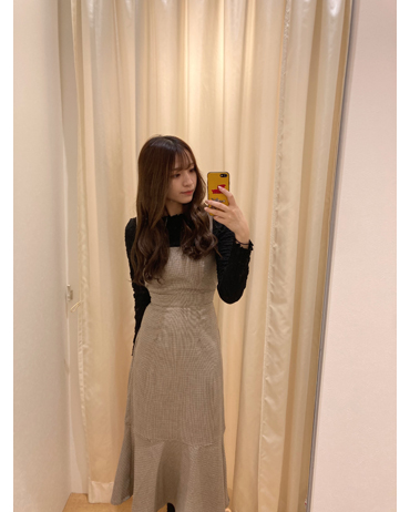 INGNI(イング)のコーディネート アミュプラザくまもと 160cm<br>ジャンスカは後ろがレースアップになっておりウエストもしまっているのでスタイルアップが狙えます！