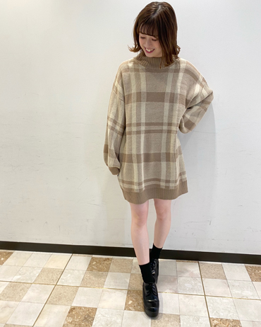INGNI(イング)のコーディネート 大宮ルミネ 153cm<br>冬定番のチェックニットOPは1枚でかわいい楽ちんコーデです！