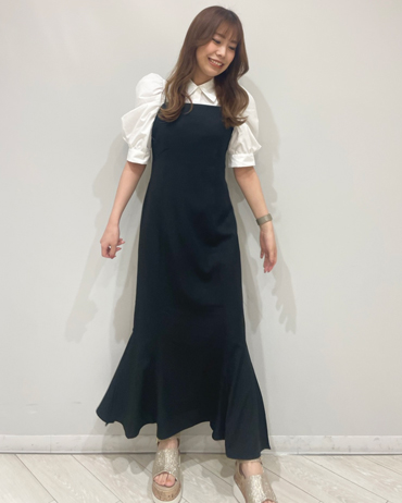 INGNI(イング)のコーディネート 立川ルミネ 153cm<br>マーメイドキャミワンピはキレイ目コーデにもぴったりの1枚。ブラウス合わせが今年っぽくておすすめです。