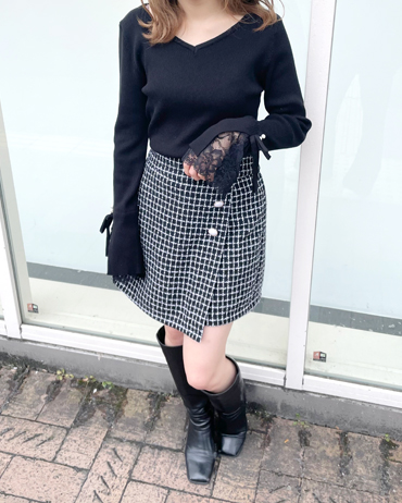 ピオレ姫路 150cm<br>骨格ウェーブ・イエベ秋<br>袖フレアが華奢見えと女性らしさを叶えてくれます！袖のレースとリボンが華やかさをプラスし着映えする1枚です！